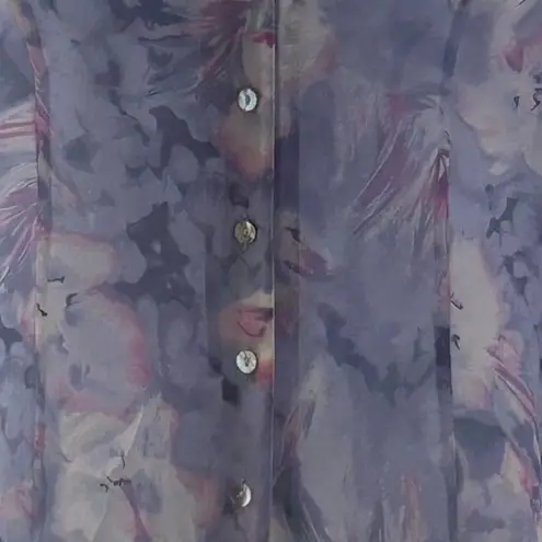 Vintage Tess Button Up Blouse 12 Fairy Silk Blue