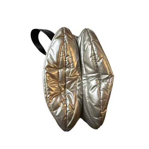 THINK ROYLN Messenger Quilted Metalic Silver Crossbody Bag, Removable Handle