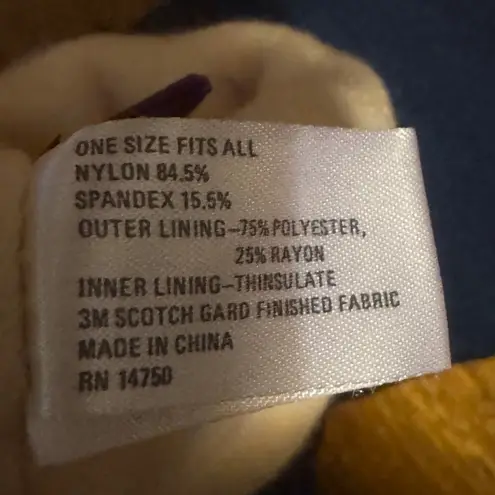 Thinsulate Womens One Size Fits All Navy Blue Gloves Leather Trim