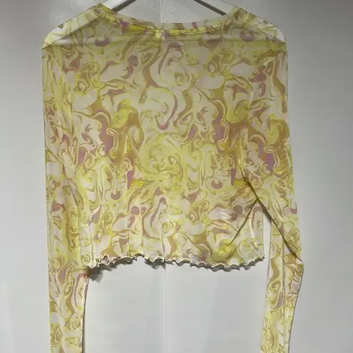 Nordstrom BP Groovy Spacey Swirl Mesh 90”s Vibe 1X Yellow