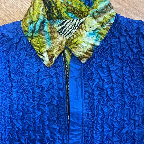 Reversible Vibrant Blue and Yellow Women's Magic Scarf Lightweight Jacket Sz S