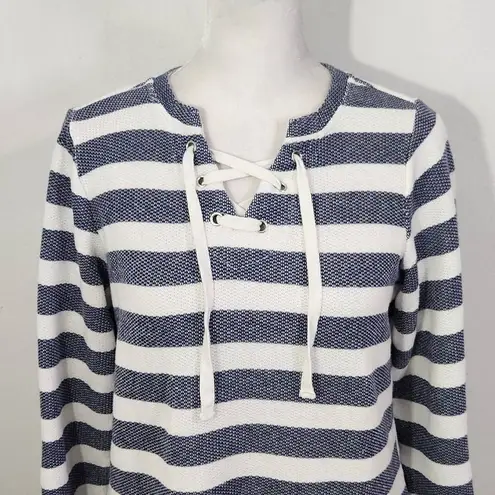 D&Co. Navy and White Striped Knit Top Size XXS Preppy Navy Stripe Top Blue