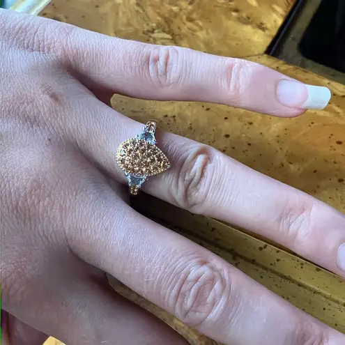 Natural Honey Sapphire White Topaz Sterling Silver Ring Size 7 Yellow