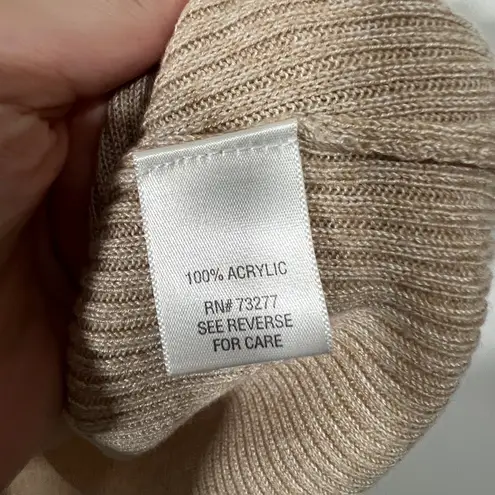 Dana Buchman Sleeveless Turtleneck Size Medium Light Tan Ribbed Top