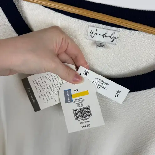 Wonderly NWT Blue Dip Dye Sweater Sz 2X Knit Top Oversized Casual Comfy Cozy