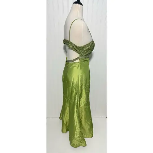 Marsoni Prom Gown Maxi Length Beaded Open Back Sweetheart Neckline Green 14 Green