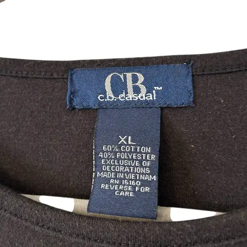 Vintage Black Cardinal Bird Design Top Shirt Velvet Detail Women’s Size Large/XL