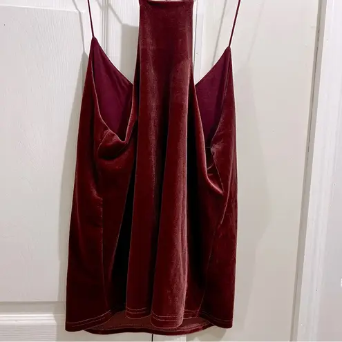 Bishop and Young Velvet Spaghetti Strap Tank in Burgundy Size Medium