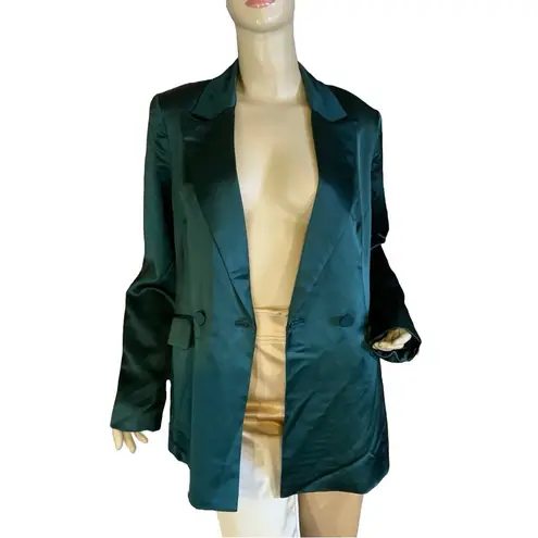 HOUSE OF HARLOW 1960 GREEN SATIN COCKTAIL BLAZER (M) Size M