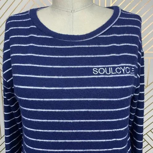 SoulCycle  Striped Long Sleeve T-Shirt‎ Blue & White Skull Logo Size US XS