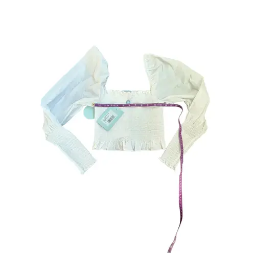 Hill House Home The Grace Nap Top White Smocked Square Neck Puff Sleeve S NWT