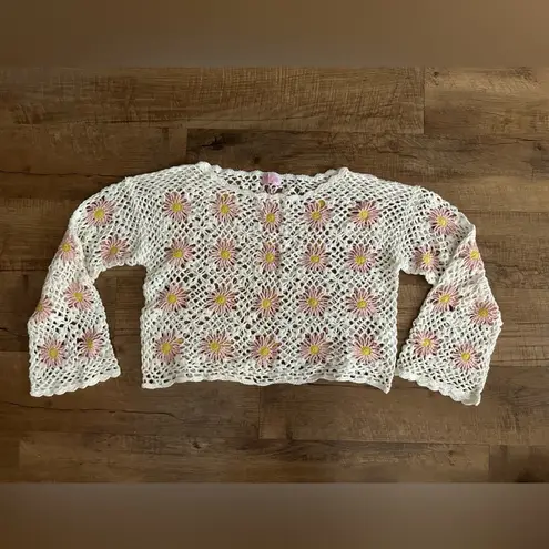 Pink Lily  Crochet Sweater