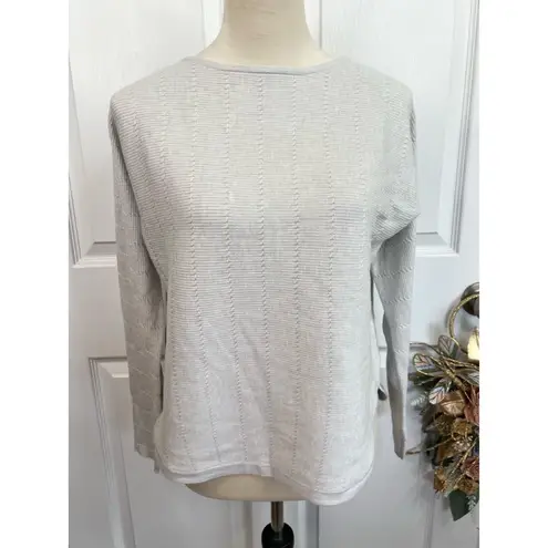 Premise Womens Size M Aluminum Heather Textured Knit Sweater Top Side Slit Cozy