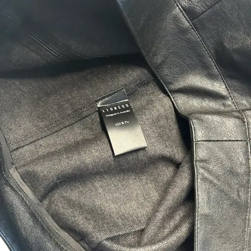 LIONESS Princess Polly  Size M Rizzo Faux Leather Mini Skirt Black High Slit Club