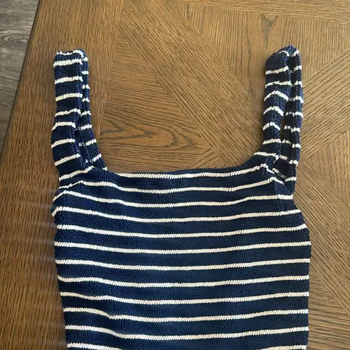 Hunza G Square Neck striped Swim One Piece, BRAND NEW, $255 Blue Size undefined