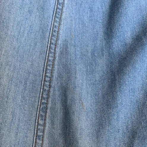 Vintage 90s Casual Corner Chambray Denim Maxi Overall Dress Button Front 16 Blue