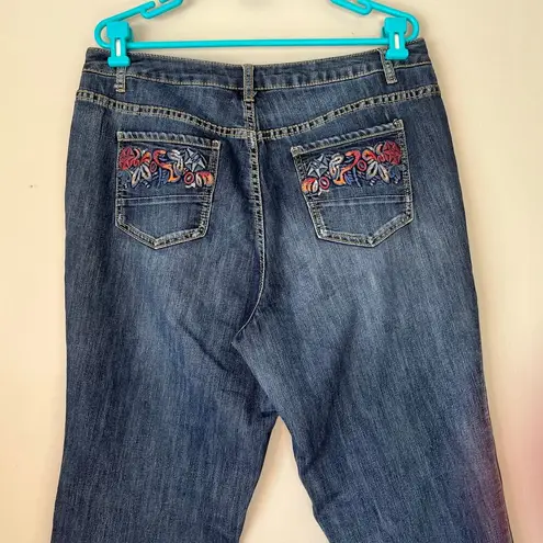 Christopher & Banks Dark Wash Bootcut Jean with Embroidered Pockets Size 14