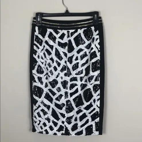 Endless Rose Skirt Black and White Sequin Pencil