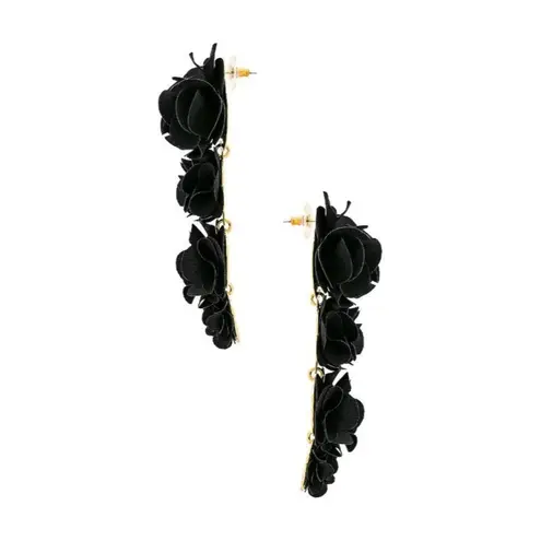 Shashi Lily Earrings in Black Womens New with Box Dangle Drop Flowers