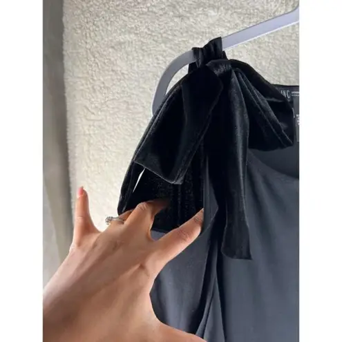 INC Womens Tops Size 3X Black Stretch Jersey Knit Velvet Bow Cold Should… Black