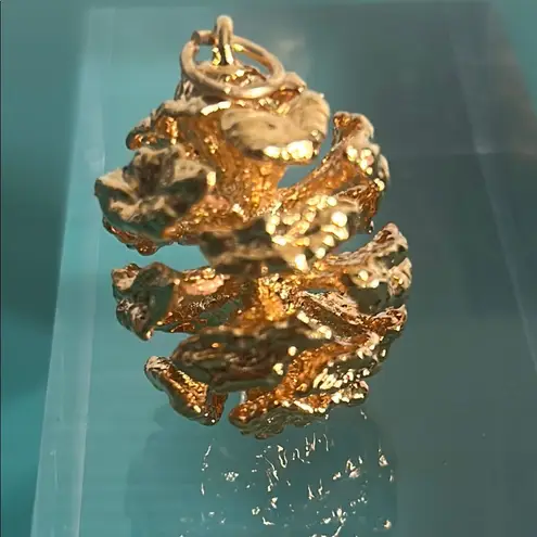 Set of Best of Both Worlds Sea Shell and Forest Pinecone Gold Electroplate Charm