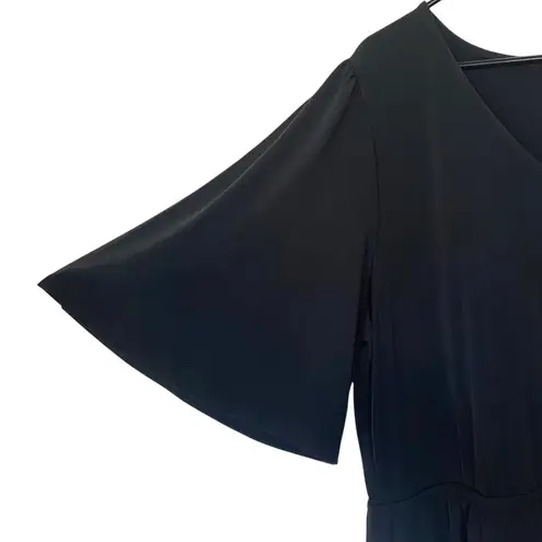 GIRL WITH CURVES NWOT Knit Midi Dress with Flutter Sleeve Black Size XL Slit Hem