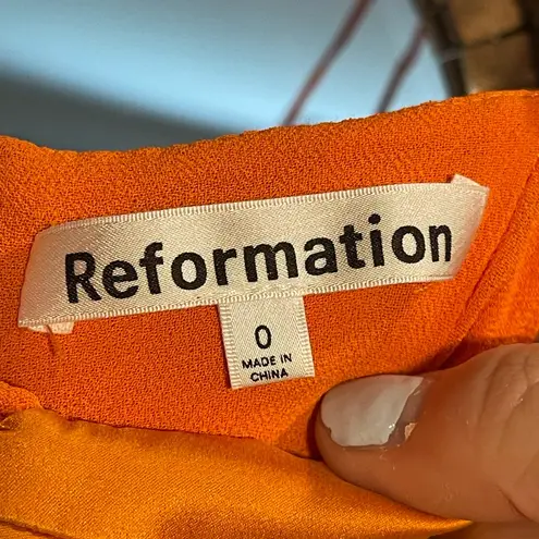 Reformation Women’s The Sea Orange Spaghetti Strap Mini Dress Double Tie 🧡 Size 0