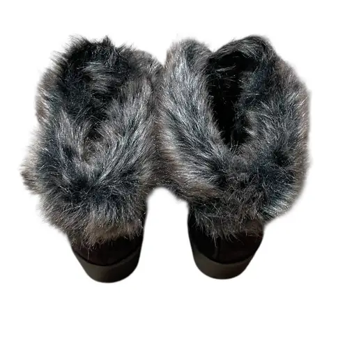 Sporto Size 8 NEW HOLLY Womens Ankle Boots Leather Faux Fur Brown Lace Up Heeled