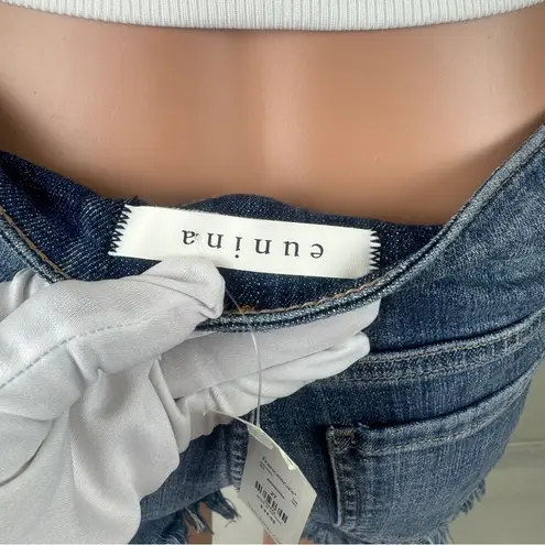 Eunina Francesca's Mid Rise 3” Fray Hem Denim Jeans Shorts Medium Wash Size 27