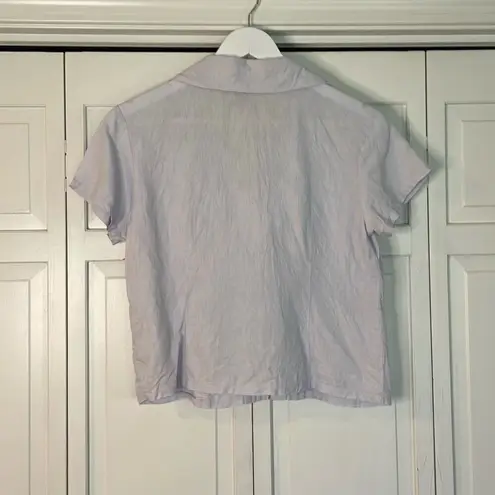 The Eagles Eye 100% linen Lavender short sleeve button down small Purple