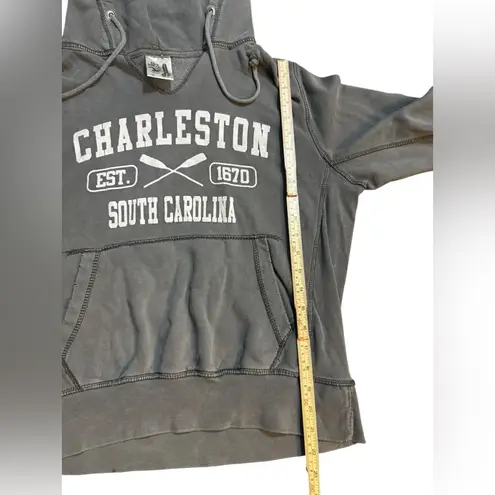 Charleston South Carolina Distressed Hoodie Cozy Graphic Sweatshirt Grunge Sz L Gray