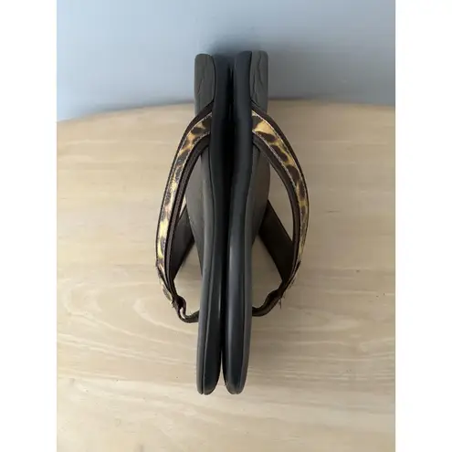 Vionic Shoes Womens Sz 9 Leopard Flip Flop Sandals Orthotic Comfort Arch Support