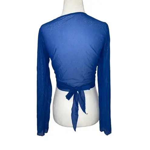 GIGI C Tina Wrap Mesh Top in Cobalt Large New Womens Swim Cover Up Blue