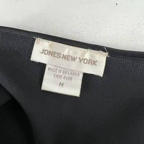 Jones New York Vintage  Black Sheer Cutouts Long Satin Womens Size Medium