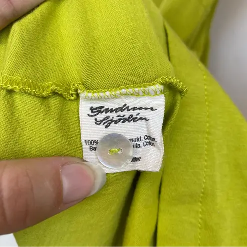 GUDRUN SJODEN Sleeveless Button Front Cotton Mini Dress Lime Green Sz Small