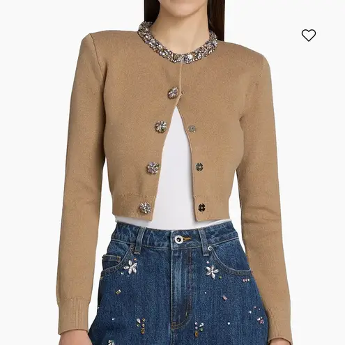 Self Portrait jeweled cardigan. S Tan