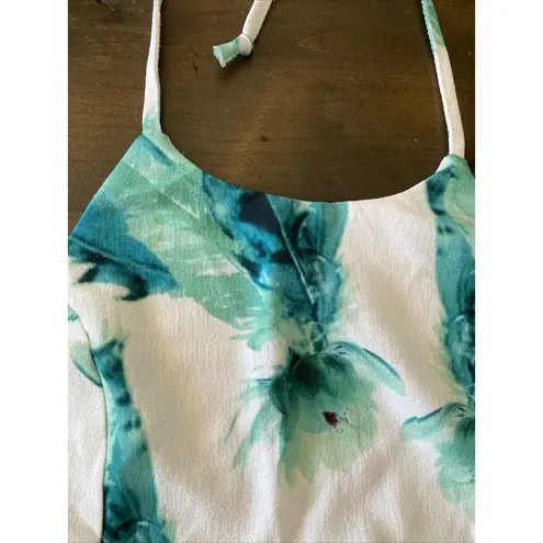 L’atiste By Amy Green Floral Crop Top Halter Tie Festival Medium