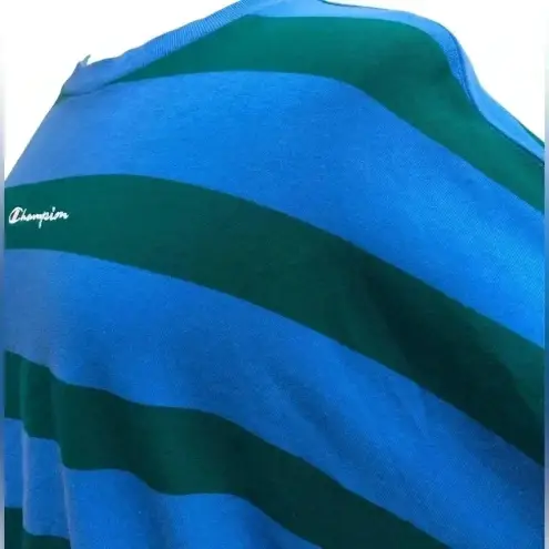 Champion - Blue and Green Striped Long Sleeve Boxy Shirt