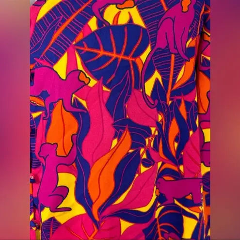 Rose + Olive Jungle Monkey Tropical Tie Button Down Top Medium NWT