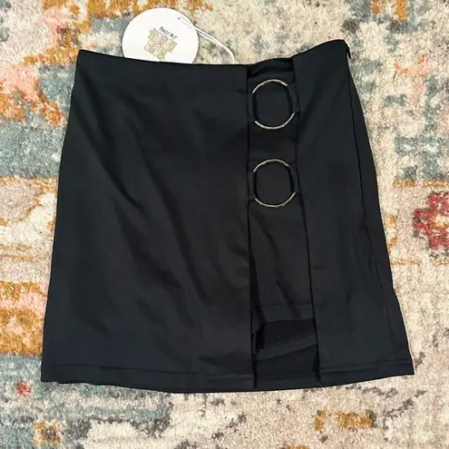 Princess Polly  black mini skort with silver rings