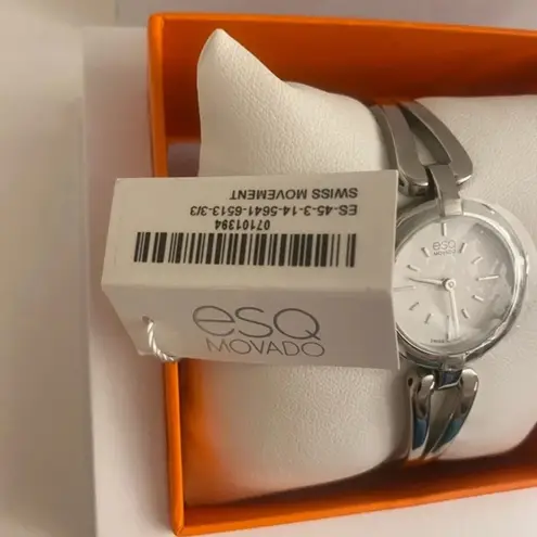 Movado Corbel Stainless Steel Watch NIB Silver