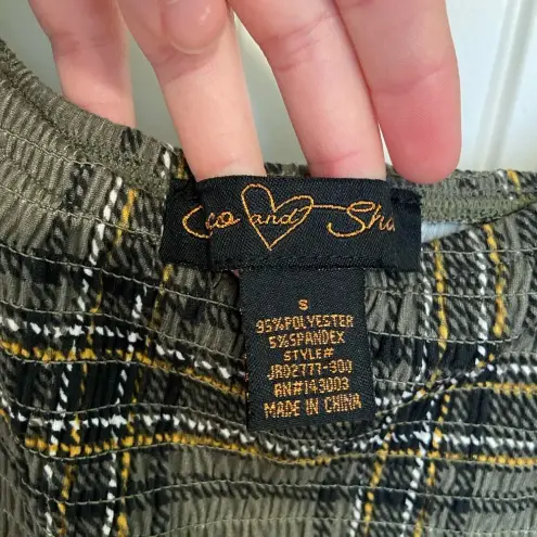 NWT | Coco &‎ Shay women’s green plaid patterned puff sleeve dress — small