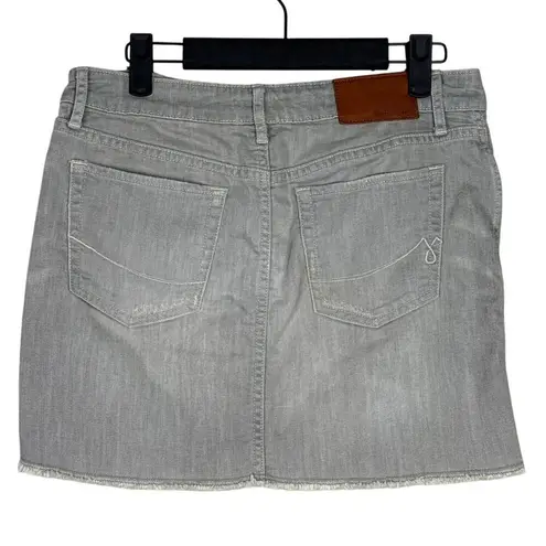 Martin + Osa Distressed Raw Hem Stretchy Mini Jean Skirt 10 Grey Washed #3594 Gray