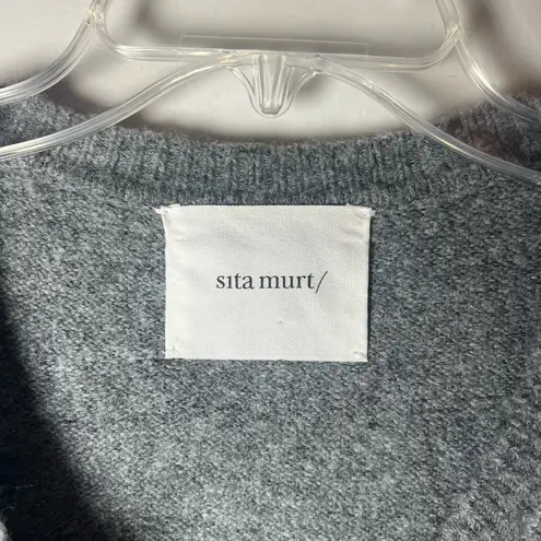 Sita Murt Anthropologie Wool Blend TwoTone Suede Tunic Cardigan Sweater Sz 42/10 Gray