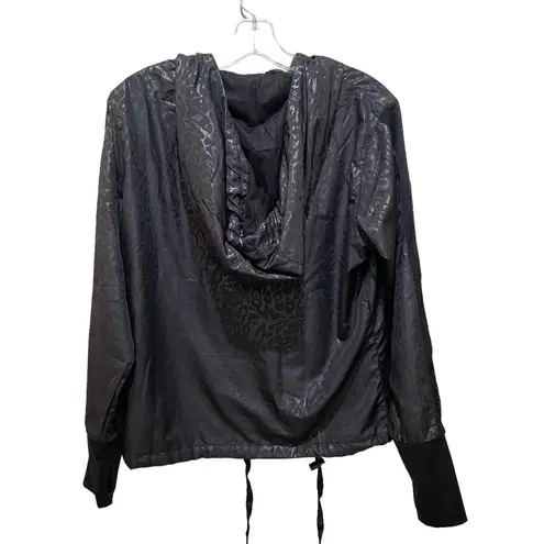 Zyia Jade Animal Print Bomber Windbreaker Jacket Black Women’s Size Small