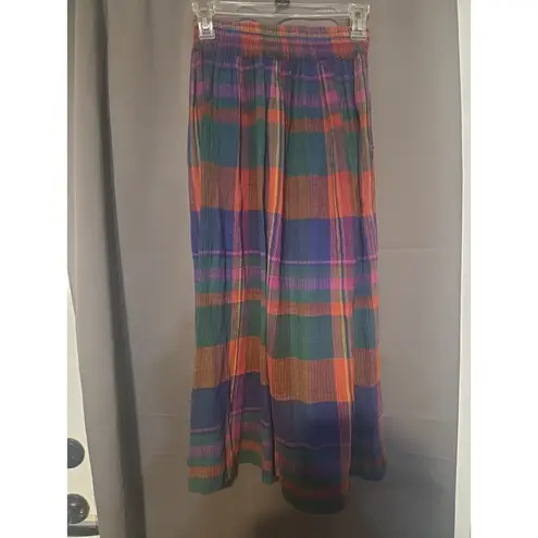 New Mix New Mints Women's Multi- Color Skirt, Vintage Small Boho Rainbow Plaid Skirt