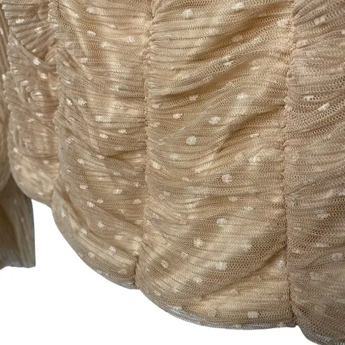 Madi Mase Bordeaux Corset Swiss Dot Cinderella Top Long Sleeve Nude Size Medium Tan