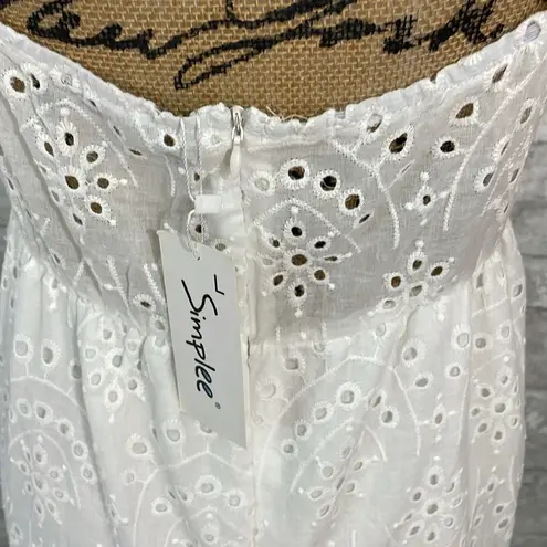 Simplee Apparel Simplee White Eyelet MIDI Dress