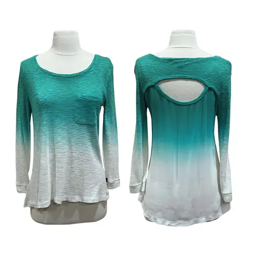 Z by Zobha Teal Ombre Lightweight Long Sleeve Top Size Small Green