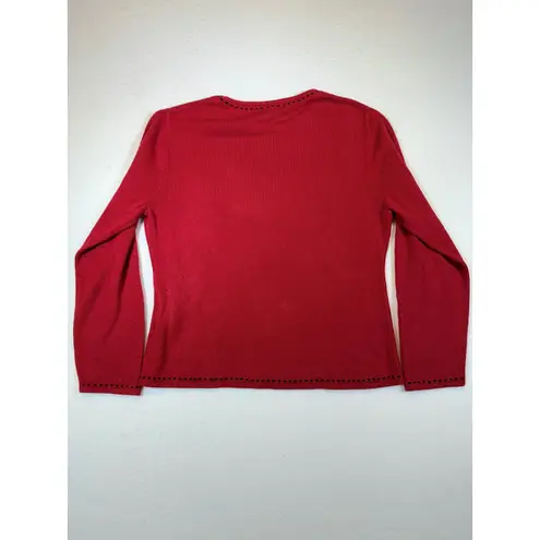 Carolyn Taylor Essentials Womens Red Long Sleeve Knit Sweater